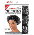 ANNIE Extra Large Processing Caps — Black Disposable Hair Treatment Caps for Coloring, Perming, Conditioning & Showering — 30-Count XL 21″ Diameter Protective Caps