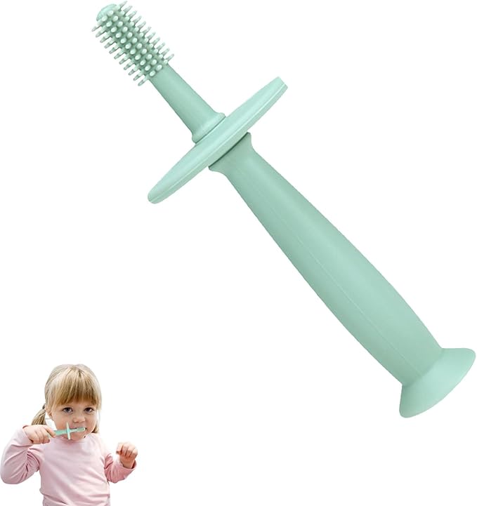 Infant Toothbrush – 360° Baby Toothbrush, Suction Base | Soft Silicone Teether, Toddler Gum Massager, Teething Pacifier Accessory, Baby Care Tool, Gentle Bristle Training Brush, Ergonomic Babys