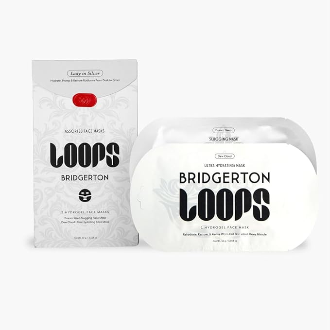 LOOPS Beauty Bridgerton™ NETFLIX Lady in Silver Set - The Best Hydrogel Face Masks for Every Skin Moment Face Mask - 2 Hydrating Masks - Dew Cloud and Dream Sleep - All Skin Types, 2pc