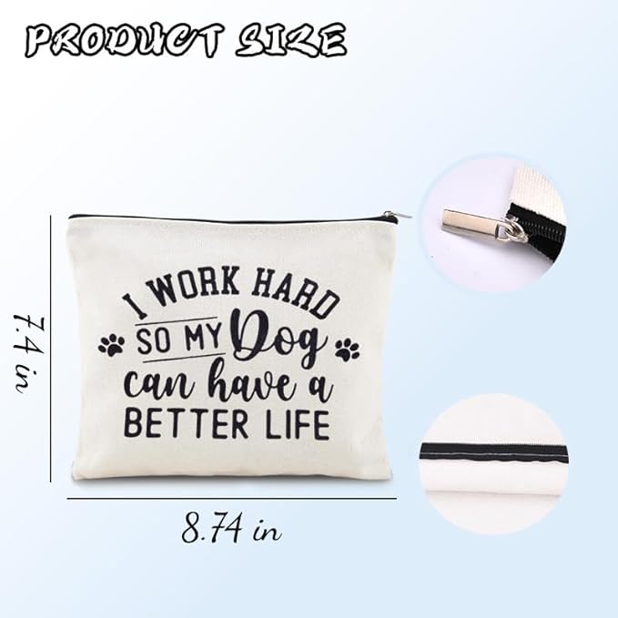 Sisadodo Dog Mom Storage Bag with Zipper for Travel Makeup Cosmetic Bags for Dogs Dad Brithday Christmas Gifts for Dog Lovers Travel Canvas Bags for Doggie Things Bag Organizer Pouch