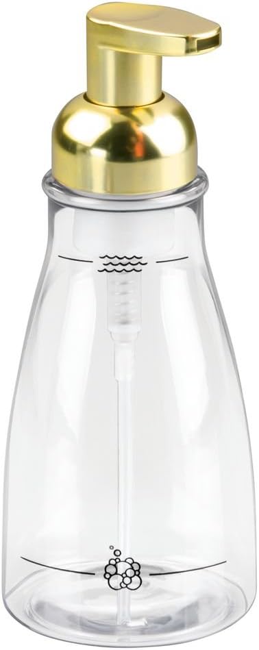 InterDesign Foaming Soap Dispenser Pump, for Kitchen or Bathroom Vanities - Clear/Gold Brass