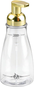 InterDesign Foaming Soap Dispenser Pump, for Kitchen or Bathroom Vanities - Clear/Gold Brass