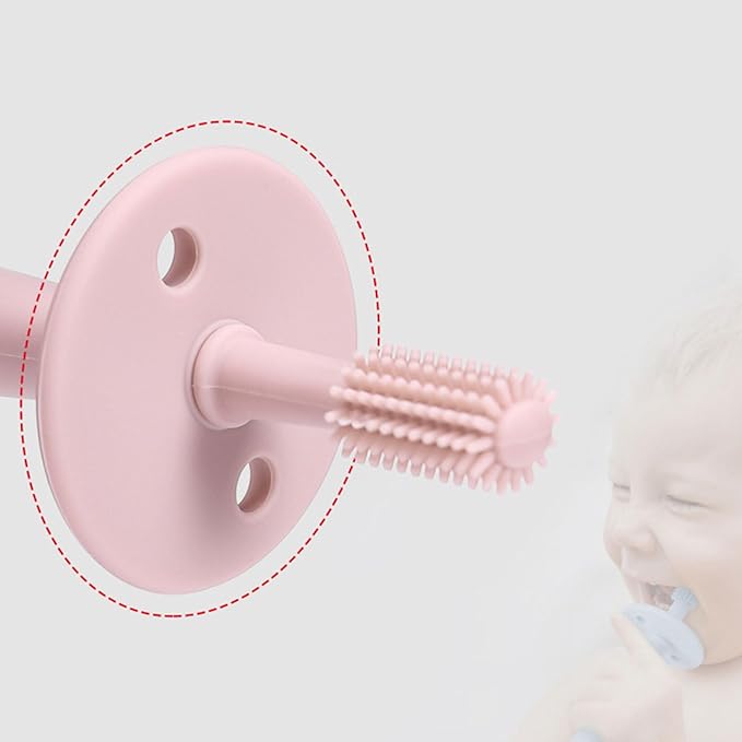 Infant Toothbrush – 360° Baby Toothbrush, Suction Base | Silicone Teething Toy, Soft Toddler Gum Massager, Pacifier Accessory, Ergonomic Care Tool, Gentle Bristle Baby Brush, Training Toothbrushh
