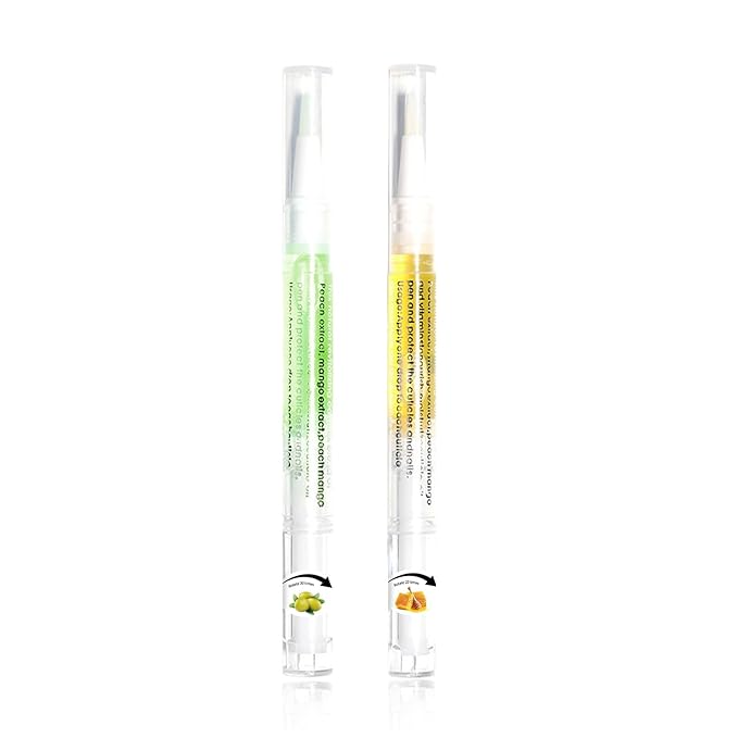 AIJIMEI Nail Oil Cuticle Pen 2pcs Nail Cuticle Oils Pens Are Nail Strengthening Agents And Nail Growth Essence, Suitable For Fragile Peeling And Broken Thin Nails（Honey & Olives）.