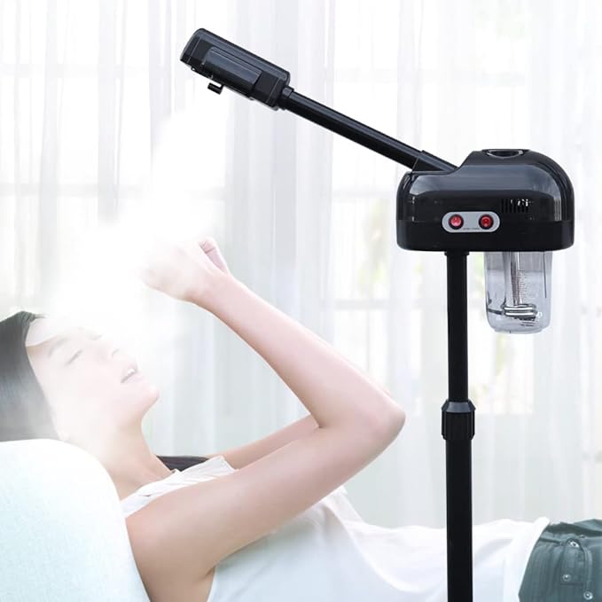Professional Facial Steamer Tools for Esthetician, Skin Care and Deep Cleaning, 2 in 1 Face Machine, Ozone Face Steamer for Facial, Hot Mist Skincare for Spa, Salon and Home Use (Black)