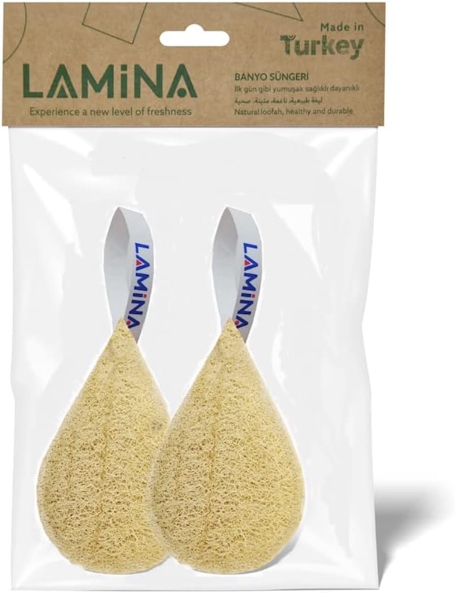 Veteran Textile%100 Natural-Organic, Loofah Sponge, Body Scrubber, Back Washer, Back Strap, Shower Bathing with Loofah beds, All-Round Cleaning, Body Care [ Lamina ] (Double-Sided Face loofah)