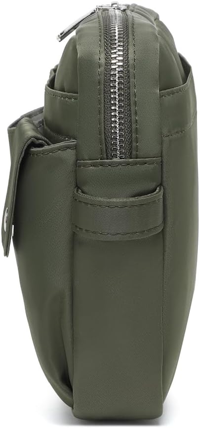 Storage Bag-arge Cosmetic Bag for Women Travel Makeup Bag Zip Up Bag Pure Cotton Canvas Can be Suspended (Army Green)