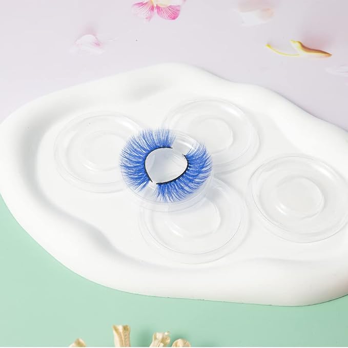 100 Pack Round Transparent Eyelash Trays Plastic Mink Lash Trays for Storage Lash Case Holder Packing Box Empty