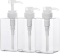 Suream 450ml/15oz Shampoo and Conditioner Dispenser, 3Pack Clear Empty Pump Bottles Reusable Refillable for Shower Gel, Conditioner, Lotion, Massa