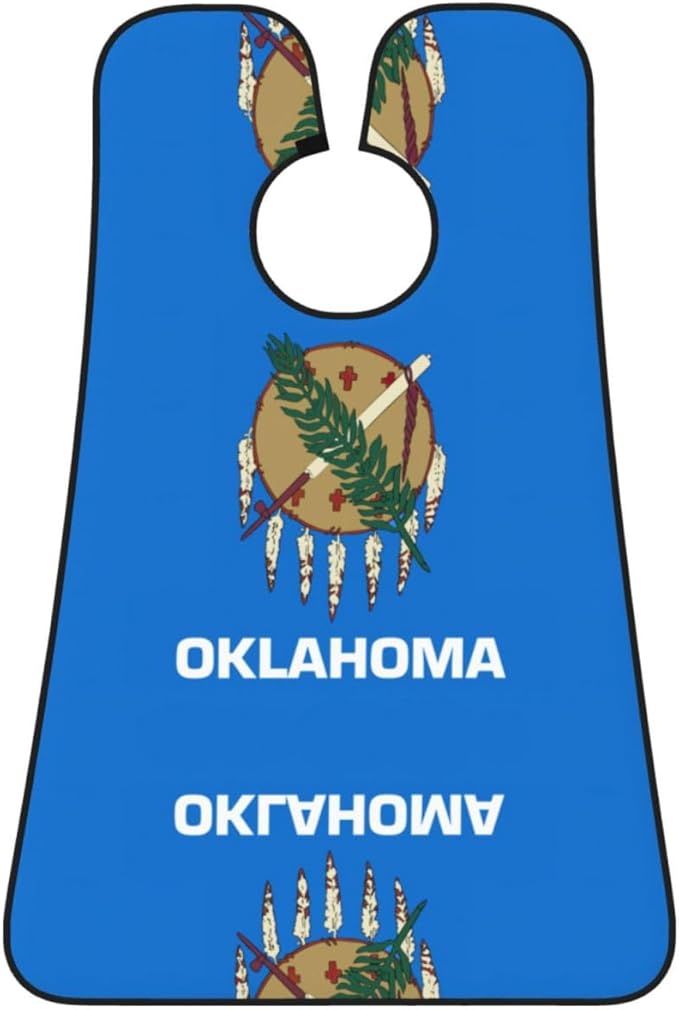 Oklahoma State Flag Print Beard Bib Apron For Men, Beard Hair Catcher For Men Shaving Trimming,Beard Cape Cloth