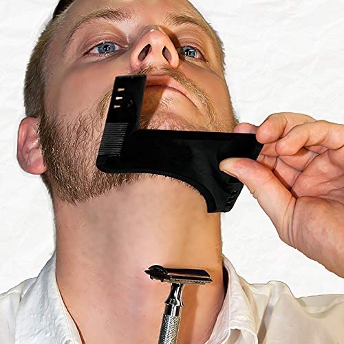 WOIWO 2 PCS Men's Beard Comb Sideburns Styling Comb With Brush Beard Trimming Template Comb Beard Styling Comb Makeup Comb