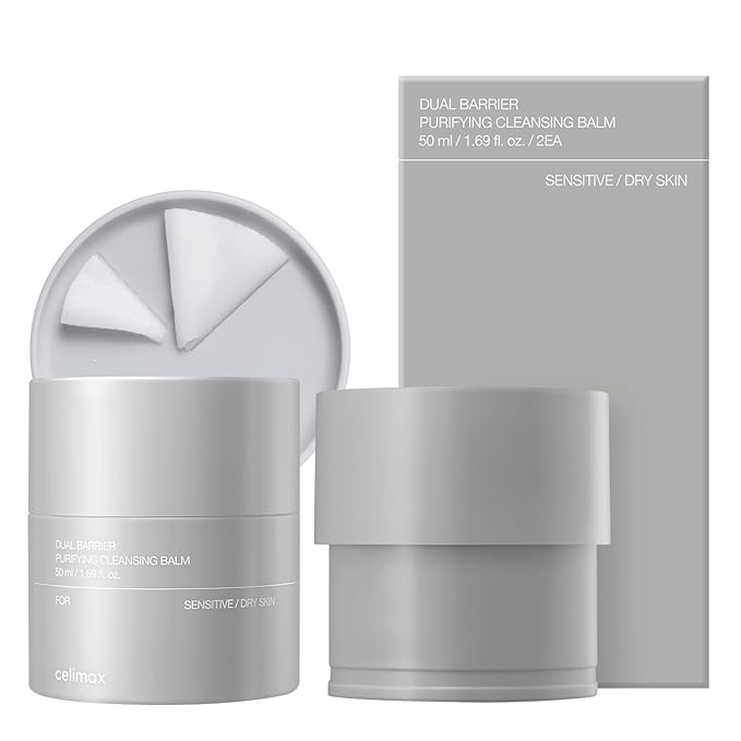 celimax Dual Barrier Purifying Cleansing Balm Refill Edition (50mlx2) | with Ceramides, Waterproof Makeup Remover, Pore Cleansing, Daily Use Cleanser, Grind Container
