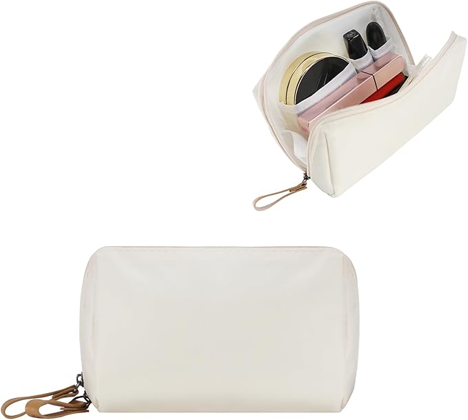 Small Makeup Bag for Purse Portable Waterproof Cosmetic Bag Travel Makeup Pouch for Women (Beige)