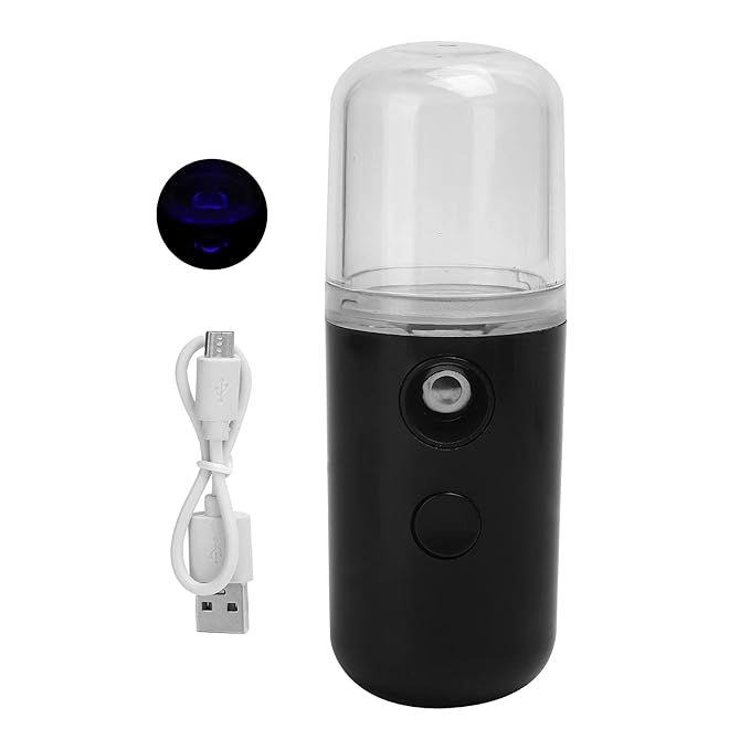 Nano Facial Mister, Mini Facial Steamer Face Humidifier Portable Sprayer, Handheld Face Mist Sprayer Rechargeable Moisturizing Hydrating Face Humidifier Sprayer (Black)