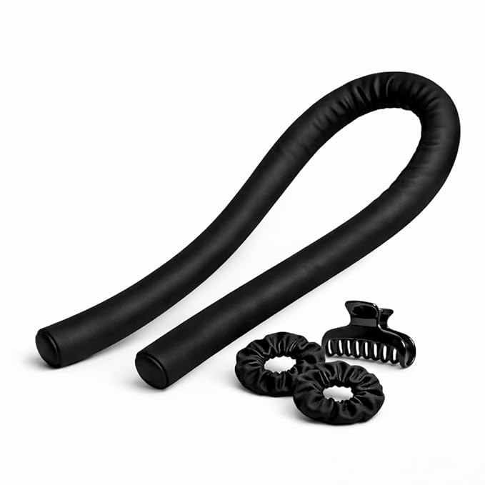 NocheSuave Heatless Hair Curler – Satin Curling Rod for Overnight Curls While Sleeping, No Heat Damage, Soft Waves Hair Curlers to Sleep In for Long & Medium Hair (Black Kit)