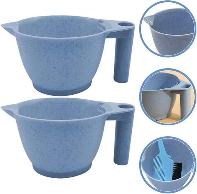 Beaupretty 2pcs Tint Bowl Mixing Bowls Hair Dye Bowls with Handle for Hair Color Mix for Barber Salon Home Blue