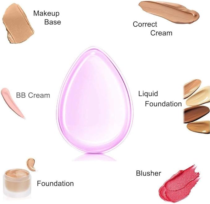 Washable Silicone Sponge Jelly Applicator for Cream Gel Foundation - Face Silisponge Cosmetic Beauty Makeup Tools Blender White 4PCS