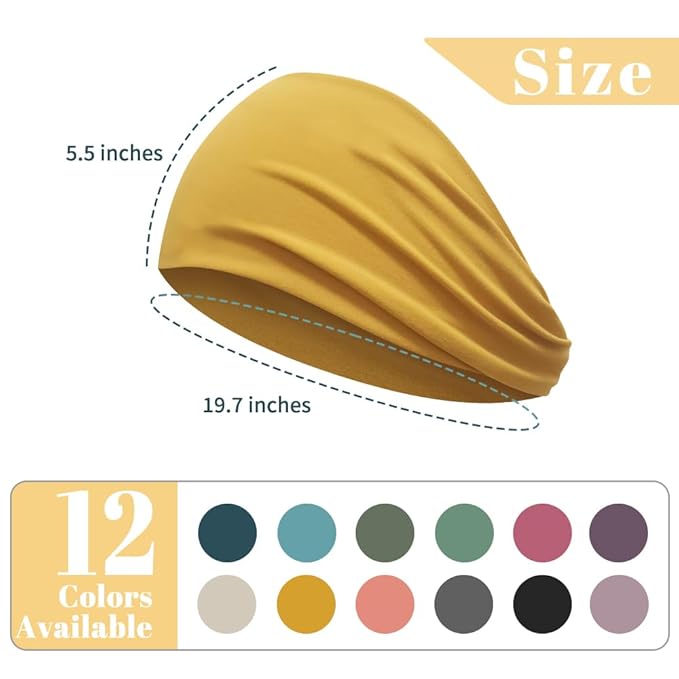 12 PCS Wide Headbands for Women Non Slip, Nurse Headbands for Women, Fabric Head Bands for Women's Hair, Fashion Hair Accessories