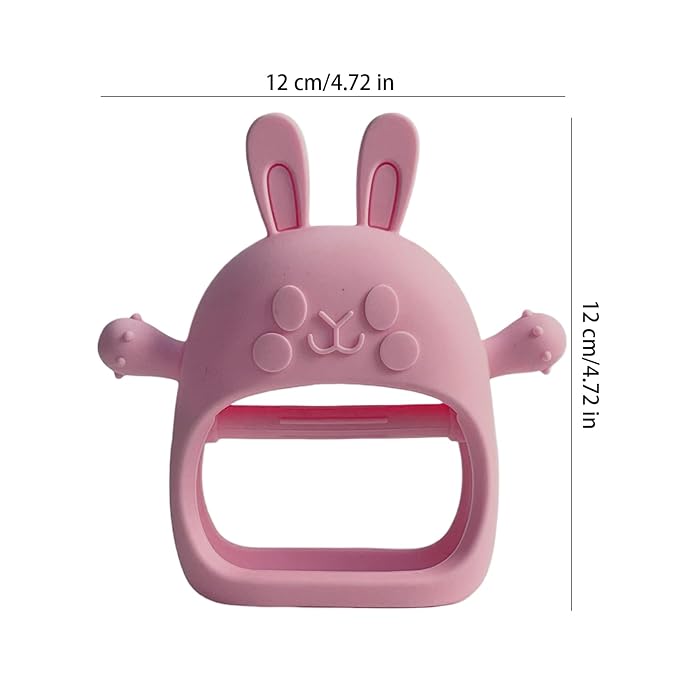 Children Teething Toy, Soft Flexible Texture, 12x12x4.5cm, Gum Massager, Care Accessories, Adorable Bunny Design, Ideal for 6-12 Months Boy Girl