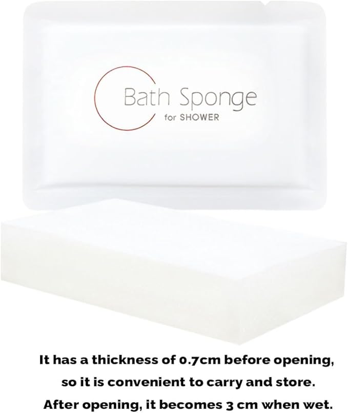 Disposable Bath Shower Sponge 1 Dozen-12 Counts . Easy to Carry, Clean Shower Supplies for Travel or Camping, White