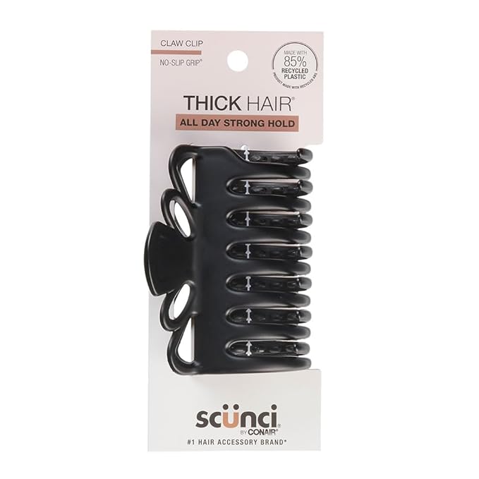 Scunci by Conair claw clips for thick hair - hair accessories for women- claw clip - for all hair types - trendy hair accessories -Black- 1 Count