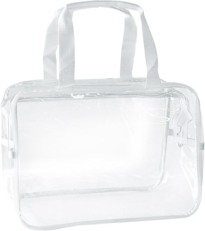 Large Clear Transparent Gift Pouch Wash Travel Makeup Cosmetic Bag with Handle for Travel Bathroom Toiletry Organizer (Clear)