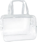 Large Clear Transparent Gift Pouch Wash Travel Makeup Cosmetic Bag with Handle for Travel Bathroom Toiletry Organizer (Clear)