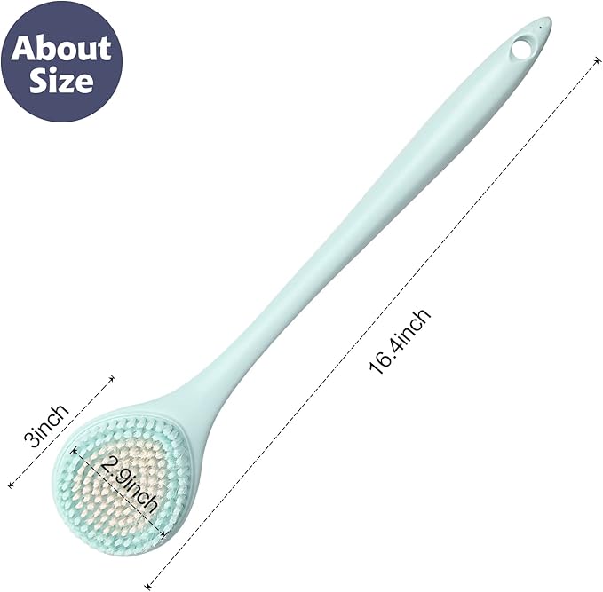 BEDELITE Back Bath Brush Long Handle for Shower of 2 - Soft Shower Brush for Men & Women,Back Brush Scrubber - 16.4" Long Skin Exfoliator for Bath Scrubber Body Brush（Blue & Ivory）
