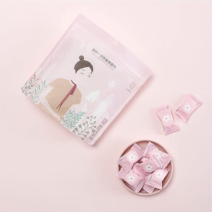 VanFn Disposable Towel, Compressed Towel, Mini Disposable Compressed Washcloth, Cotton Portable Disposable Compressed Towels Perfect For Travel, Home & Outdoor Activities, Nacai Series (50PCS)