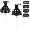 SheeChung 2 Pack Mason Jar Foaming Soap Dispenser Lids for Standard Mouth, Foaming Soap Dispenser Pump Replacement for Hand Sanitizer, Bath Liquid, Facial Cleansing Foam, Makeup Remover Water - Black