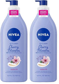 NIVEA Oil Infused Cherry Blossom and Jojoba Oil Body Lotion for Women, Fast-Absorbing and Non-Greasy Cherry Blossom Scented Lotion Moisturizes for 48 Hours, 16.9 Fl Oz Pump Bottle (Pack of 2)