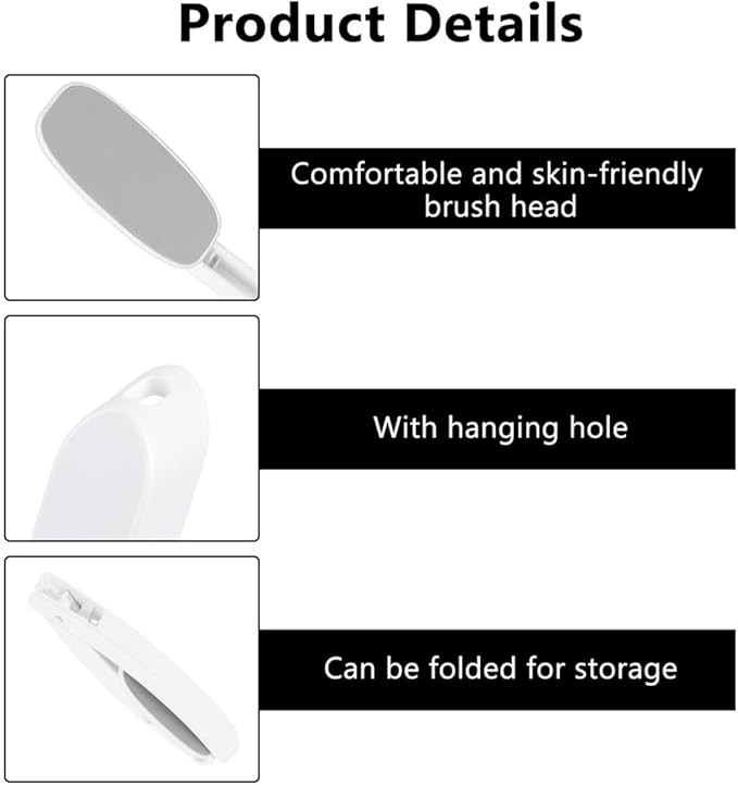 Lotion Applicator for Back, Foldable Back Cream Applicator, Detachable Long Handled Cream Applicator, 2 in 1 Back Scrubber for Shower, Body Brush Bathing Accessories for Men Women (Grey)