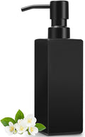 GMISUN Black Soap Dispenser Bathroom, Glass Hand Soap Dispenser with Stainless Steel Pump, 12 fl oz/350ml Refillable Dish Dispensers for Kitchen, Modern Liquid Lotion Bottles for Bathroom Countertop