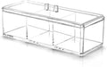 Square Acrylic Cotton Ball Pads Gauze Swab Holder Organizer Q-tip Dispenser Storage Canister Bathroom Container Flossers Box Case (9.3x3.7x3 in, 1 Tier, 3 Partitions, Transparent)