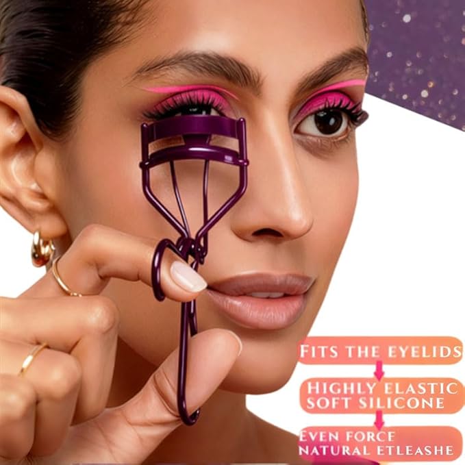 Professional Eyelash Curler with Lash Comb – Award-Winning Design – Pinch-Free, Effortless Curl for a Lash-Lift Effect in Seconds, Perfect for Home or Travel, Purple