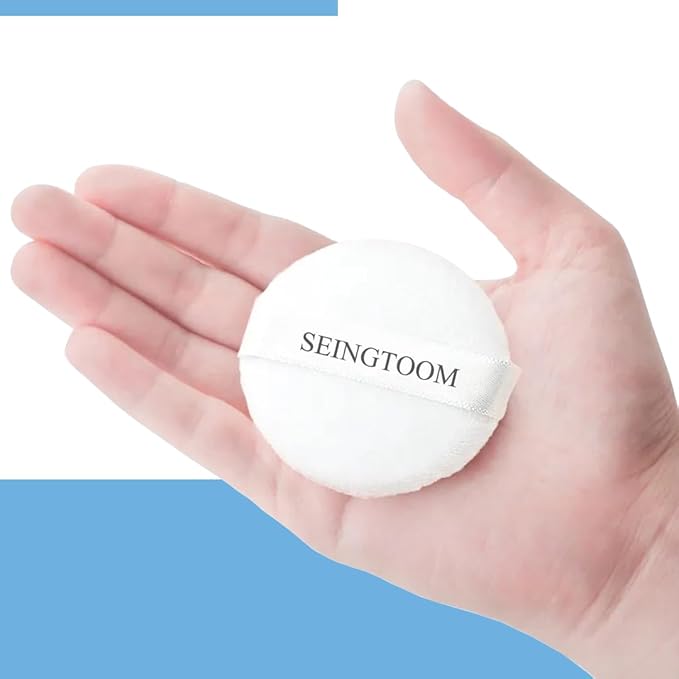 3Pcs Setting Powder Puff, 2.36 Inch Face Puff, Loose Soft Velour Body Powder Puff and Cases, White