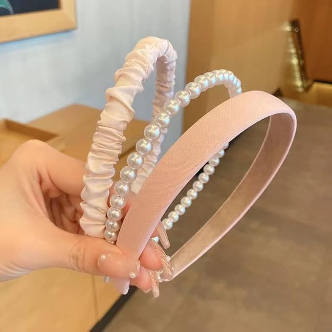 Fashion Headbands Set - Girls & Women Pearl Hairbands, Non-slip, Different Patterns