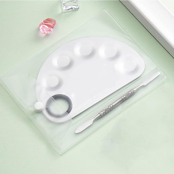 Angzhili 1 Pack Makeup Mixing Palette with Spatula Tool,6x3.9 Inches, Stainless Steel Cosmetic Mixing Palette, Makeup Artist Palette Tray for Mixing Foundations,Lipsticks,Eye Shadow,Nail Art