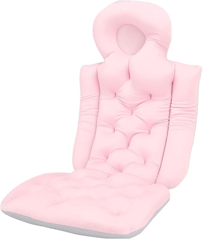 Generic Luxurious Full Body Bath Pillow for Bathtub - Comfortable Tub Cushion Mat with Headrest and Neck Support for Relaxation (Pink)