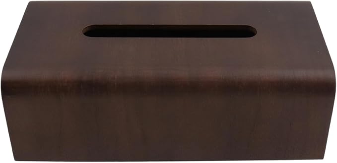 Geesatis Tissue Box Cover,Square Wood Tissue Box Holder, Rectangular Napkin Facial Tissues Holder for Bathroom Toilet Bedroom Living Room Table Desk Office Dresser, 1 Pcs Dark Brown 10.3"x5.5"x3.4"