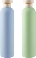 2Pcs Squeeze Bottles, 260ml Plastic Refillable Travel Containers with Flip Cap - Leak Proof for Shampoo, Creams, Lotion, Conditioner (Blue+Green)
