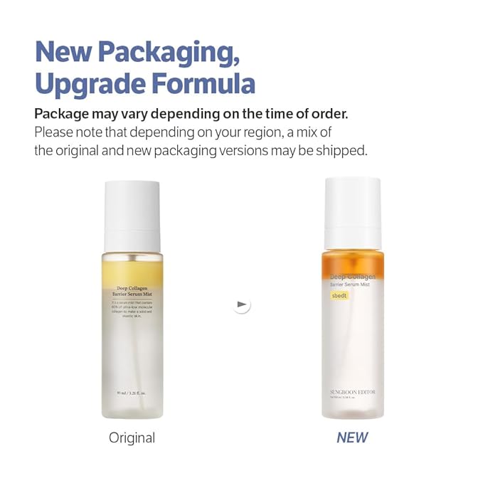 SUNGBOON EDITOR Deep Collagen Barrier Serum Mist | Hydrating Face Mist for Dry Skin | Collagen + Peptides + Vitamin C | Korean Skincare Mist, 3.38 fl oz | Gifts for Women (Pack of 2)