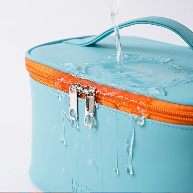 Meiyuuo Makeup Bag Large Cosmetic Bags for Women Girls Cute Travel Zipper Pouch Toiletry Organizer for Beauty Essentials Waterproof (Cyan Blue)