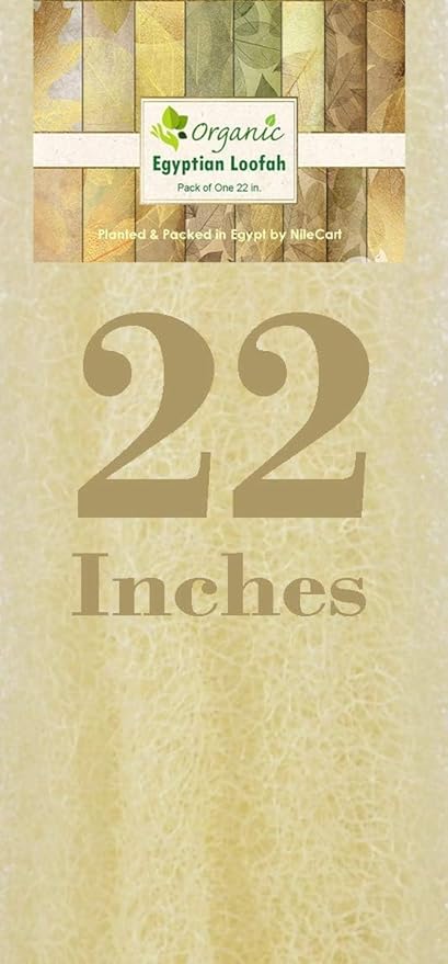 NileCart 22 in. Egyptian Loofah Best Scrubbies for Body - Natural exfoliating Body Scrubber Shower Loofah | Body Scrubber Exfoliator Natural Sponge - Luffa for Men and Women
