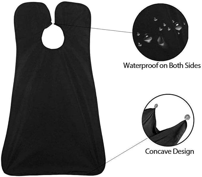 Beard Trimming Catcher Beard Bib Birthday Gifts For Men For Men With 2 Suction Cups Waterproof Non-Stick For Shaving And Trimming Grooming Accessories(Black)