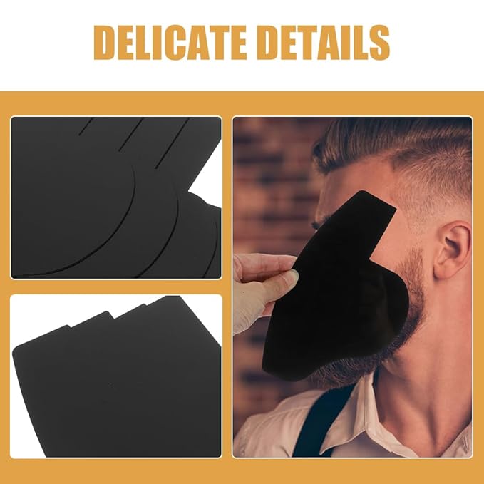 Beard Shaping Template and Hairline Enhancing Card for Men - 3Pcs Hairline Design Tool for Beard and Hair Styling with Durable Pvc Material Perfect for Precise Facial Hair Grooming