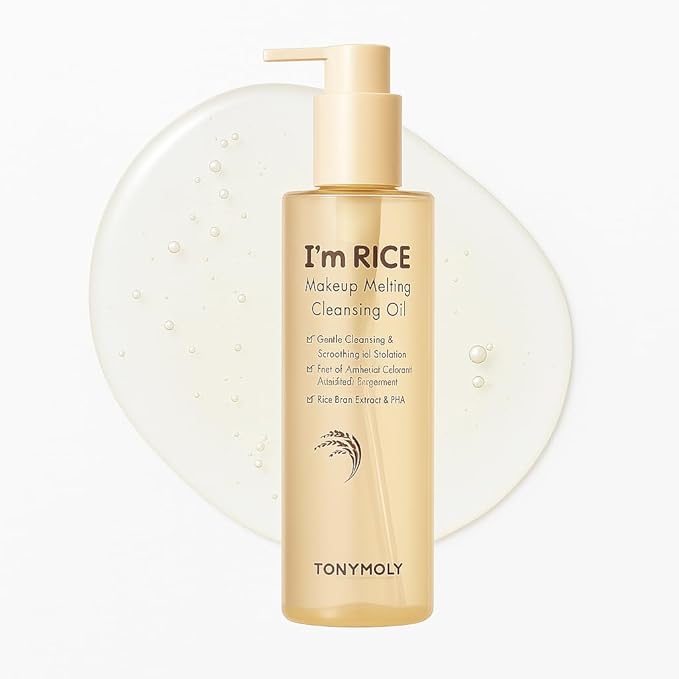 TONYMOLY I’m Rice Makeup Melting Cleansing Oil – 215ml | Gentle Cleanser for Sensitive Skin | Removes Makeup & Impurities | Rice Bran Oil + PHA | Non-Comedogenic, Fragrance-Free, Korean Skincare