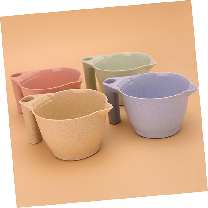 minkissy Hair Color Mixing Bowls Set of 4 with Ergonomic Handle 6.69X3.54X6.29In Portable Hair Dye Bowls for Salon Professional and Diy Home Use