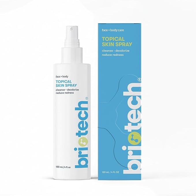 BRIOTECH Topical Skin Spray, Hypochlorous Acid Spray for Sensitive Skin, HOCl Facial Mist, Full Body Support Against Irritation, Calm Redness, Soothe Foot & Scalp, 4 oz (2 Pack)