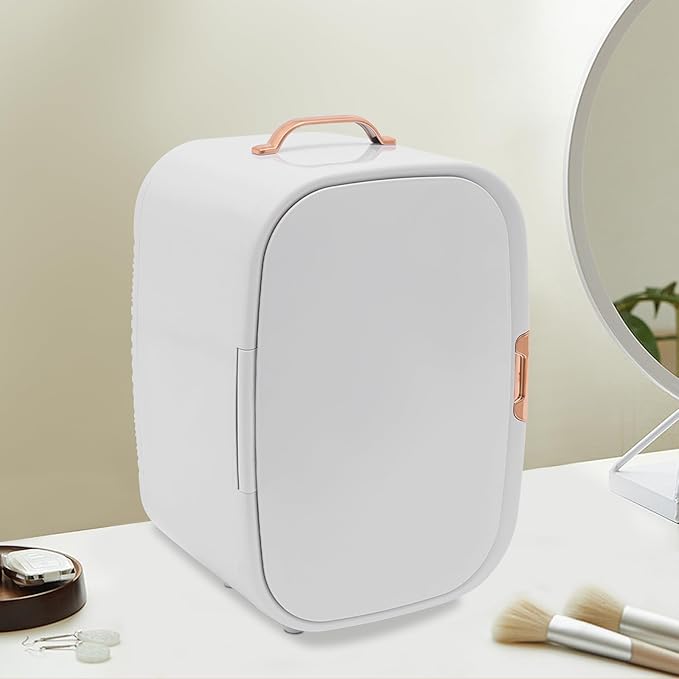 Skincare Fridge, 12L Portable Beauty Fridge for Comestic Storage, Compact Mini Cosmetic Refrigerator with Cooling & Heating, Adjustable Shelves for Makeup, Perfumes, Facial Masks, Lipsticks (White)
